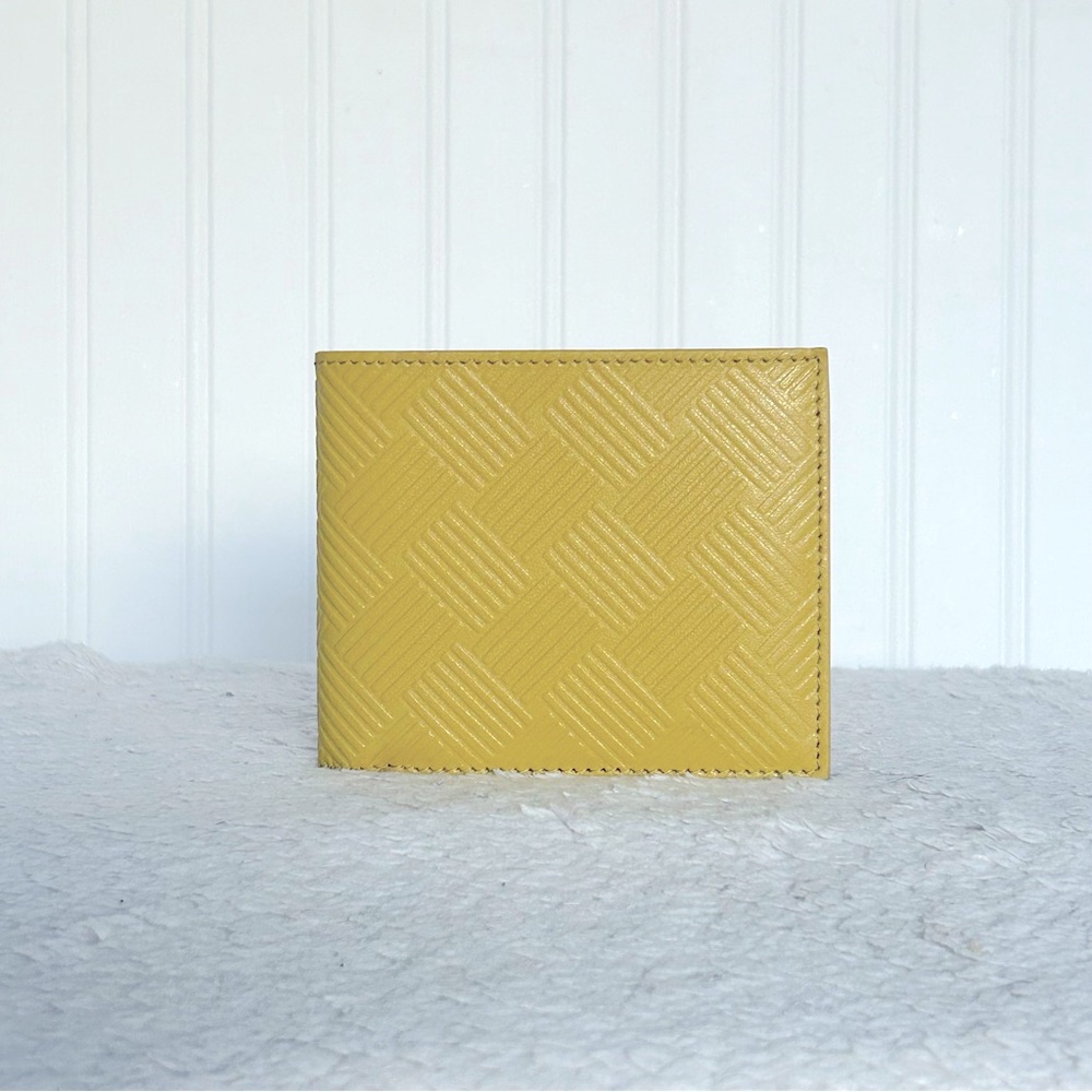 NWT Authentic Bottega Veneta Debossed Leather Bifold Wallet Unisex Yellow